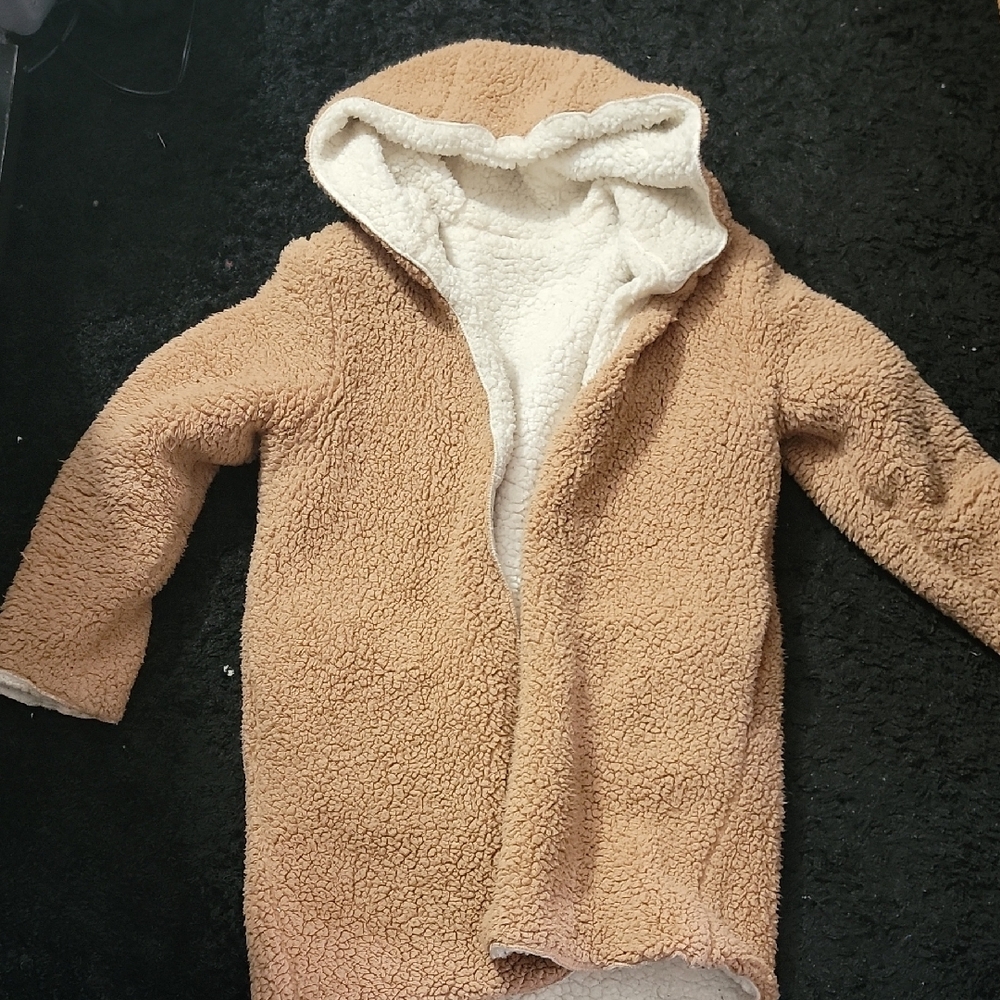 Cozy Tan Sherpa Hooded Jacket